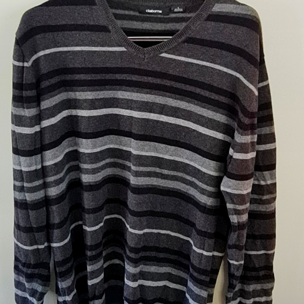 Claireborn Striped Gray Sweater